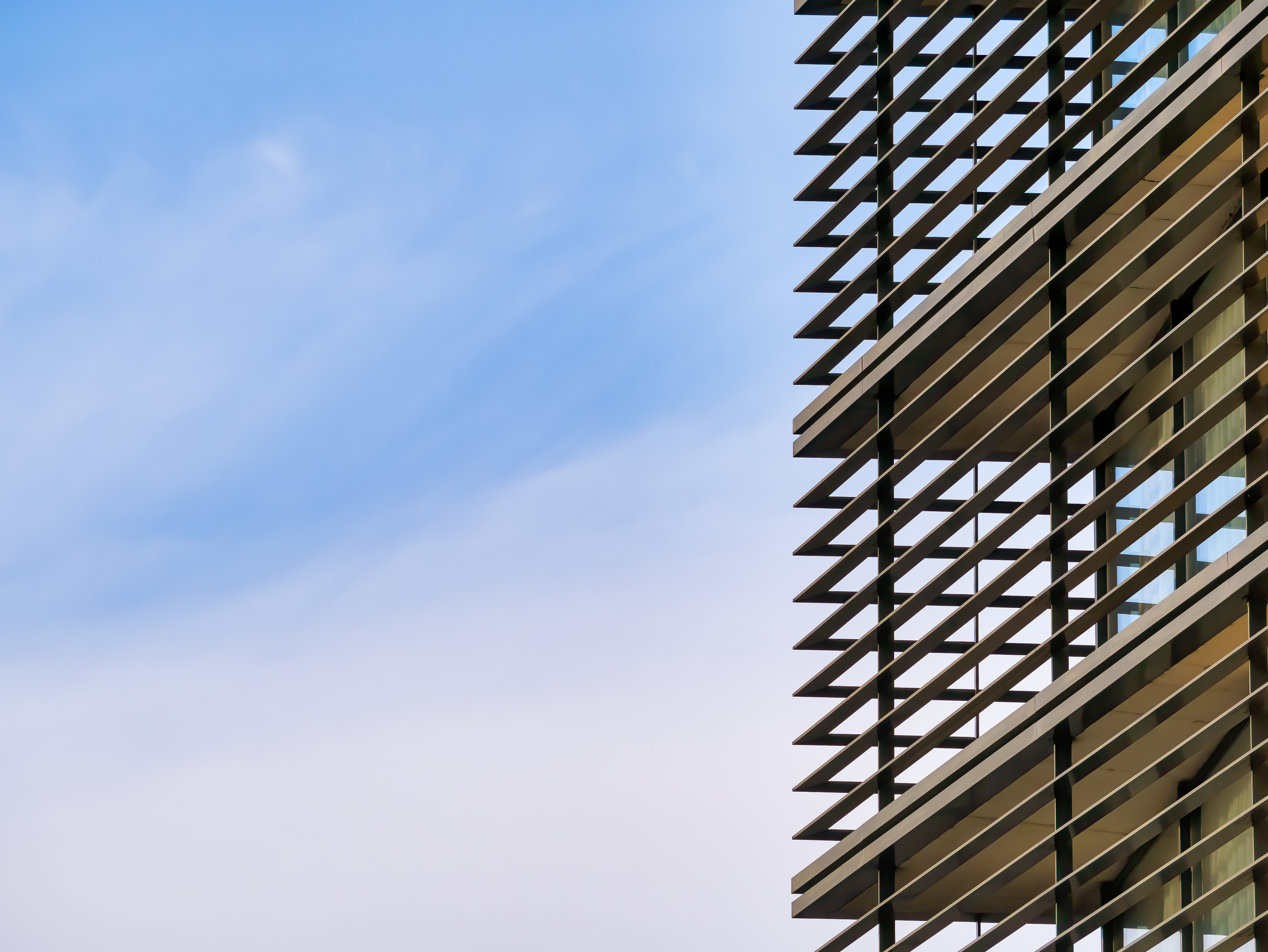 Modern architecture building against blue sky.